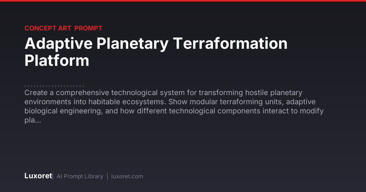 Adaptive Planetary Terraformation Platform — Concept Art Prompt | Luxoret
