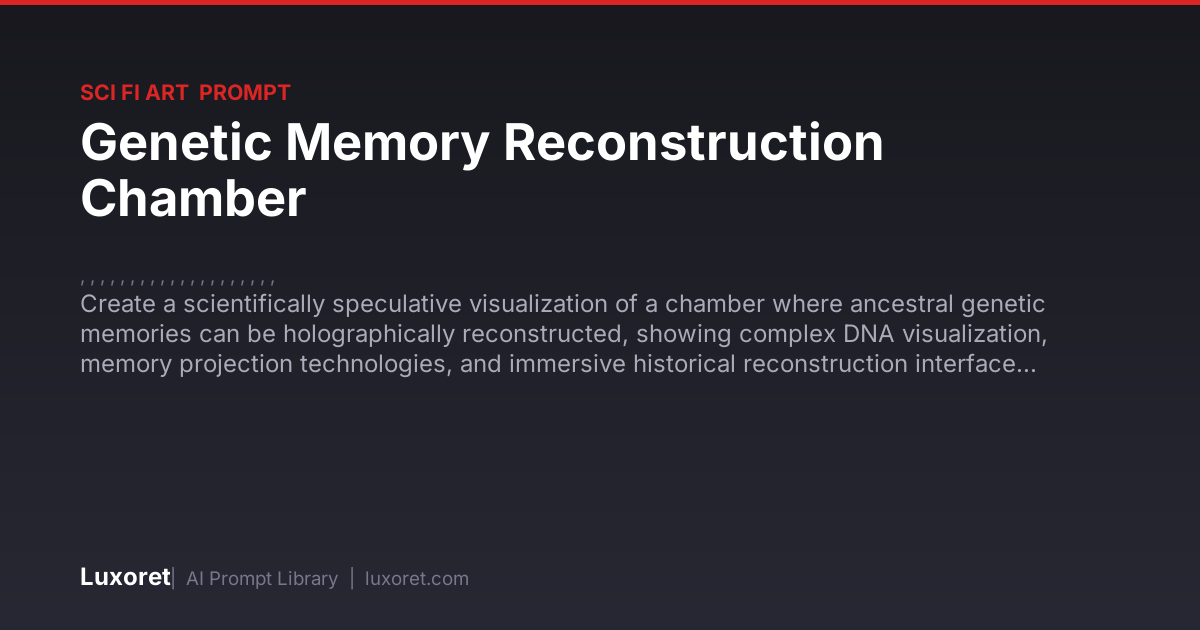 Genetic Memory Reconstruction Chamber — Sci-Fi Art Prompt | Luxoret
