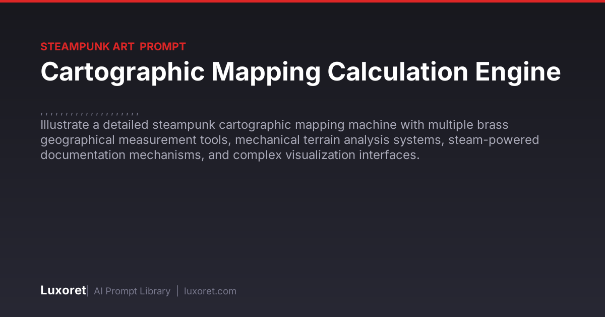 Cartographic Mapping Calculation Engine — Steampunk Art Prompt | Luxoret