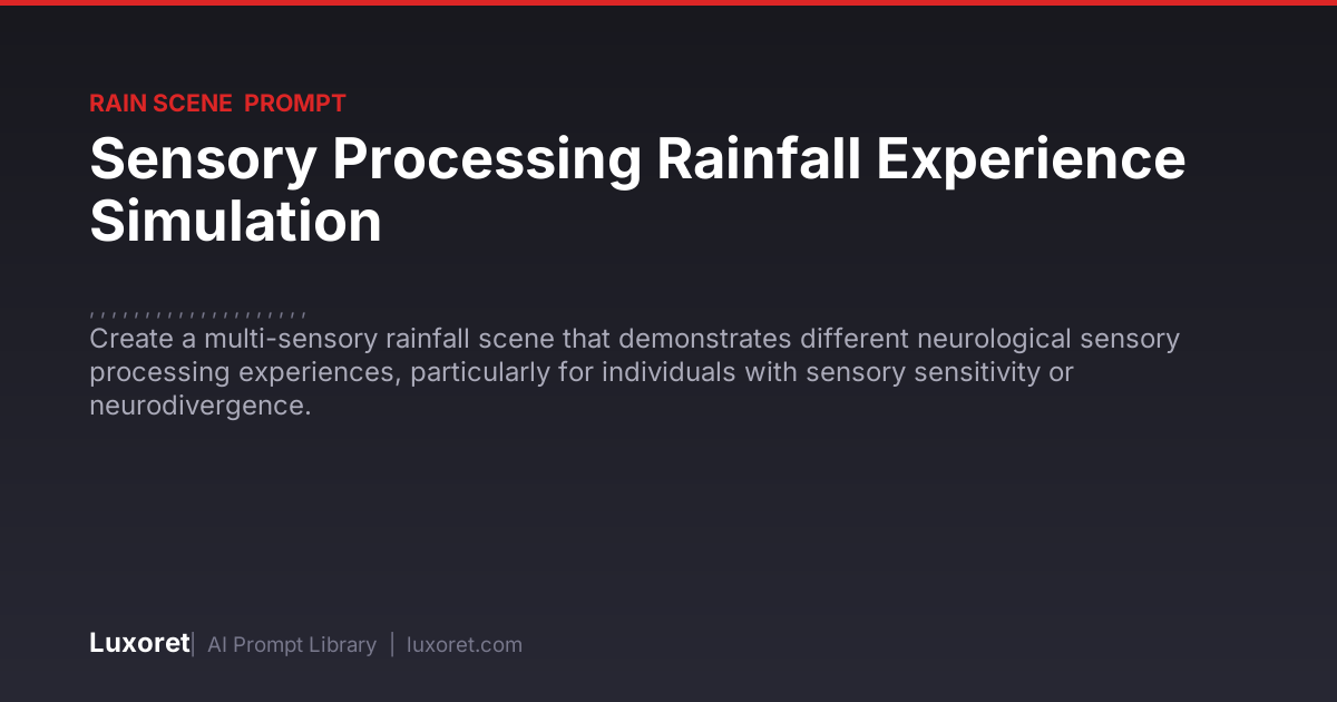 Sensory Processing Rainfall Experience Simulation — Rain Scene Prompt ...