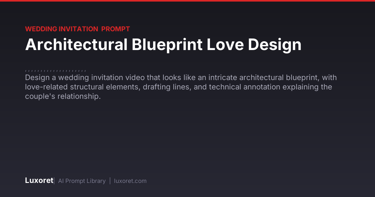 Architectural Blueprint Love Design — Wedding Invitation Prompt | Luxoret