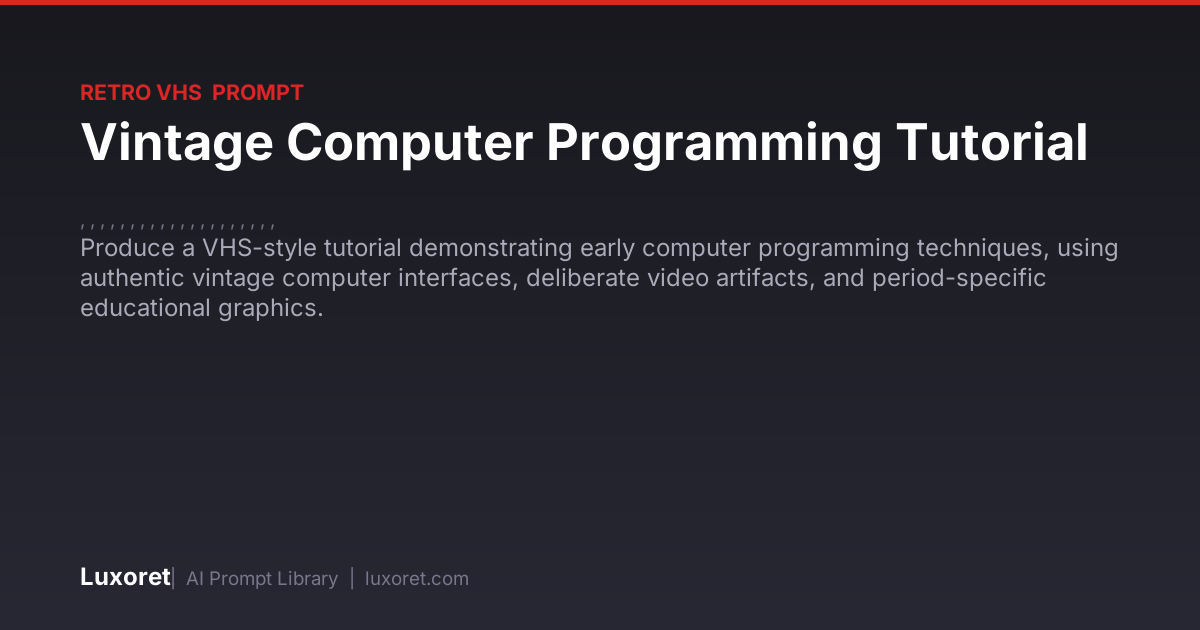 Vintage Computer Programming Tutorial — Retro VHS Prompt | Luxoret