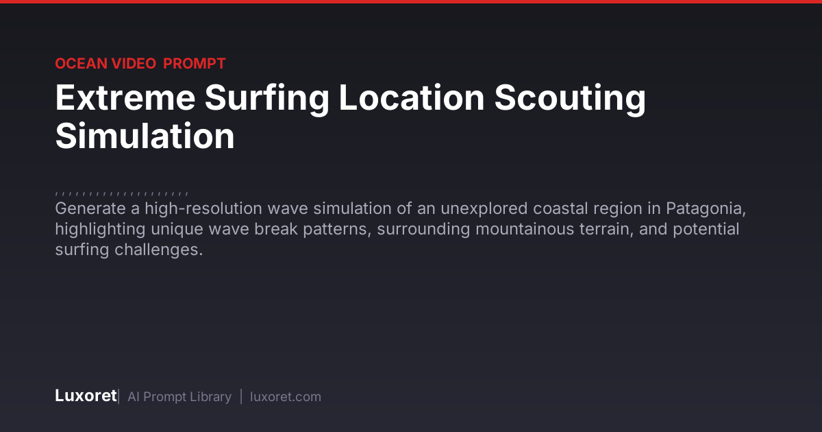 Extreme Surfing Location Scouting Simulation — Ocean Waves Prompt | Luxoret