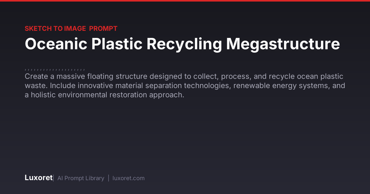 Oceanic Plastic Recycling Megastructure — Sketch to Image Prompt | Luxoret