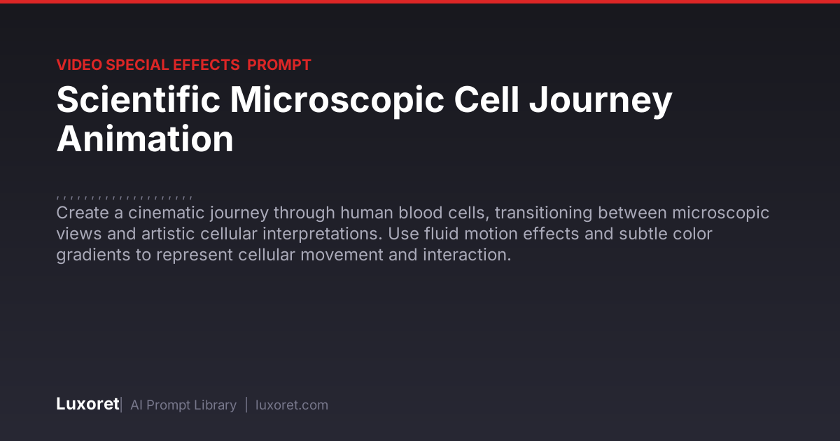 Scientific Microscopic Cell Journey Animation — Video Effects Prompt ...