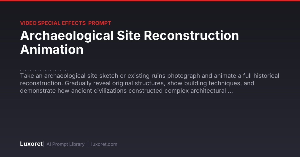 Archaeological Site Reconstruction Animation — Video Effects Prompt ...
