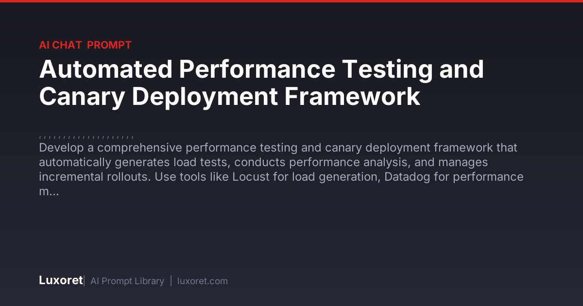Automated Performance Testing and Canary Deployment Framework — Ai Chat ...