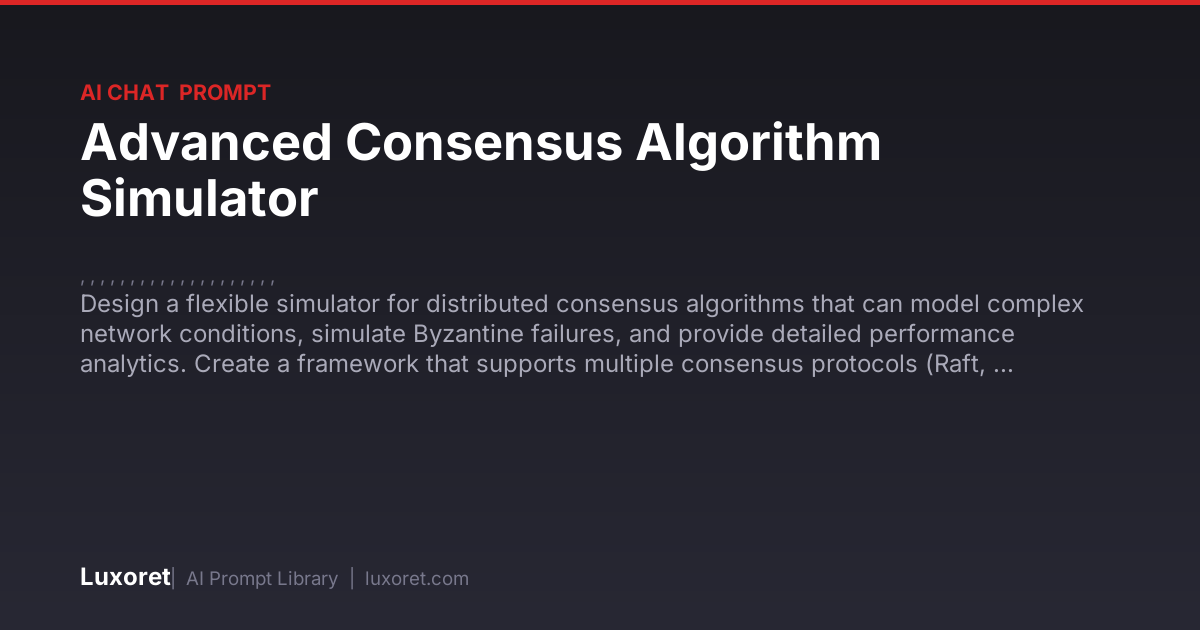 Advanced Consensus Algorithm Simulator — Ai Chat Prompt | Luxoret