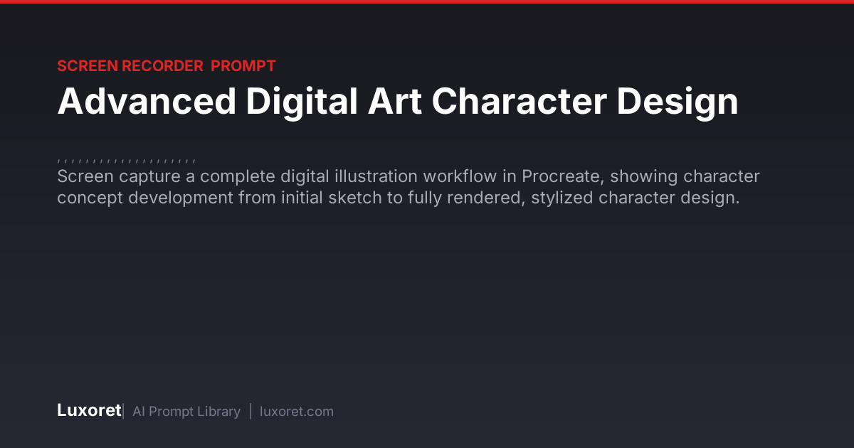 Advanced Digital Art Character Design — Screen Recorder Prompt | Luxoret