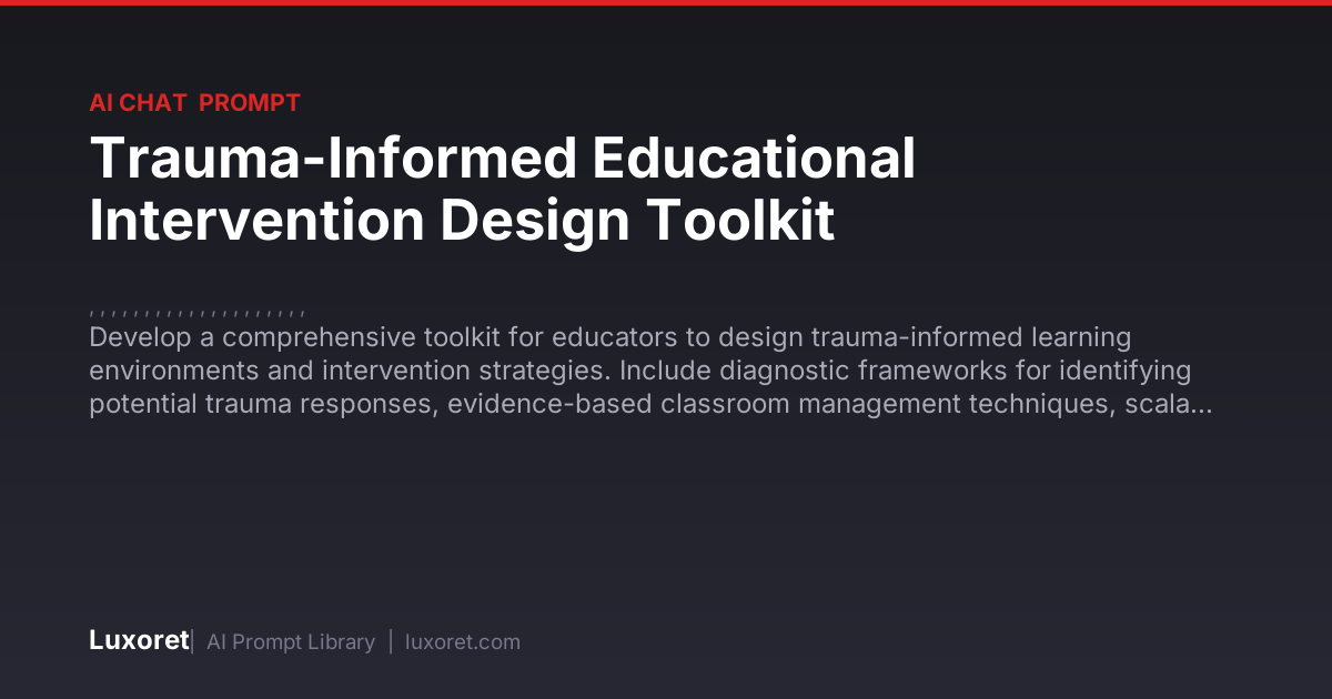 Trauma-Informed Educational Intervention Design Toolkit — Ai Chat ...