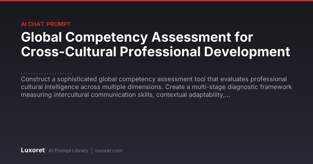 Global Competency Assessment for Cross-Cultural Professional ...