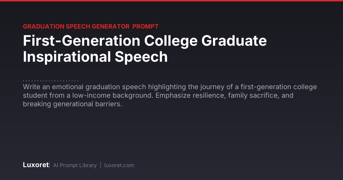First-Generation College Graduate Inspirational Speech — Graduation ...