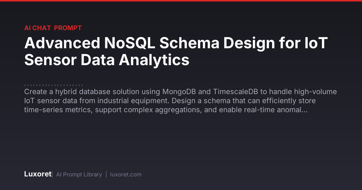 Advanced NoSQL Schema Design for IoT Sensor Data Analytics — Ai Chat ...