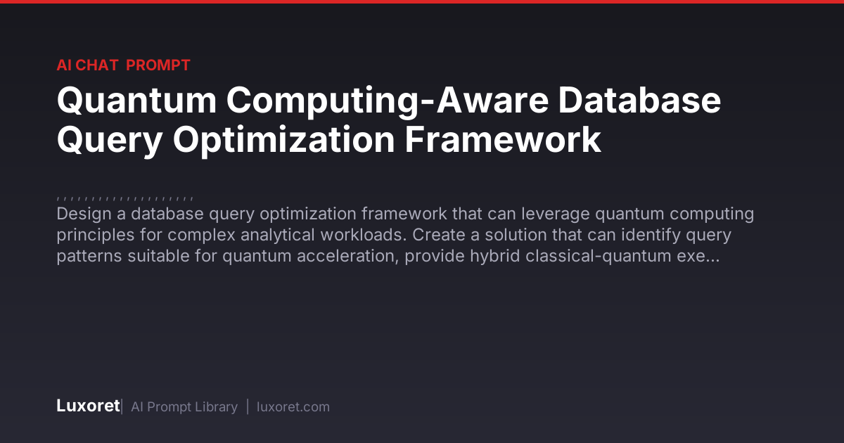 Quantum Computing-Aware Database Query Optimization Framework — Ai Chat ...