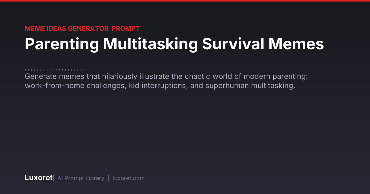 Parenting Multitasking Survival Memes — Meme Ideas Generator Prompt ...
