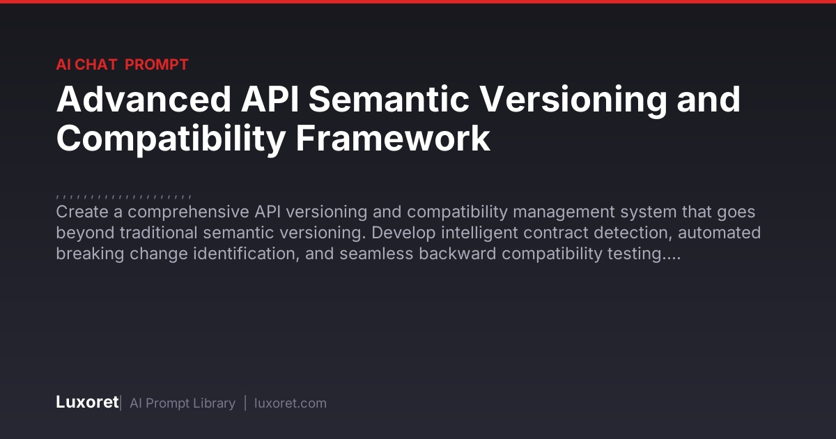 Advanced API Semantic Versioning and Compatibility Framework — Ai Chat ...