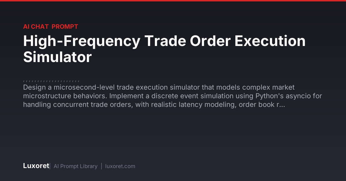 High-Frequency Trade Order Execution Simulator — Ai Chat Prompt | Luxoret