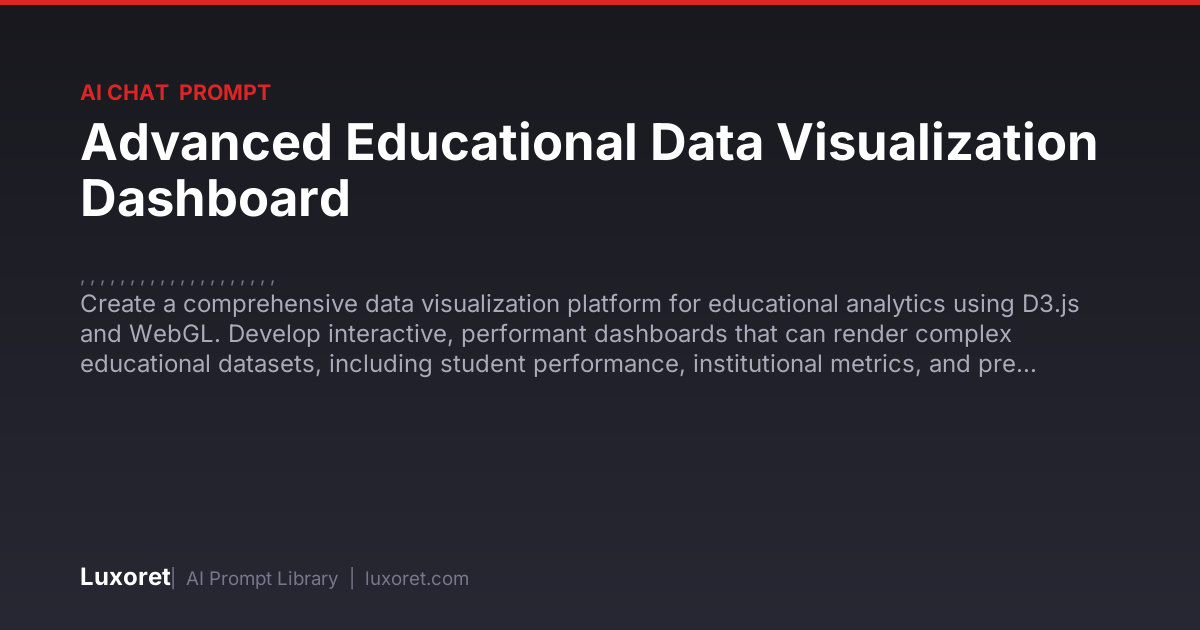 Advanced Educational Data Visualization Dashboard — Ai Chat Prompt ...