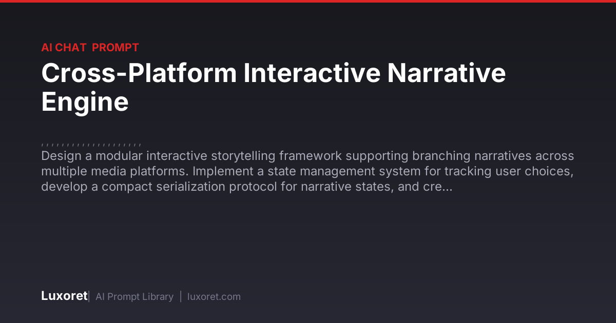 Cross-Platform Interactive Narrative Engine — Ai Chat Prompt | Luxoret