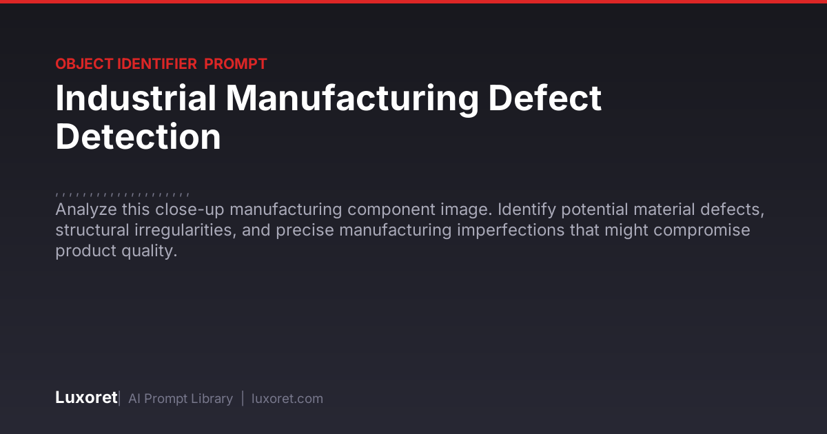 Industrial Manufacturing Defect Detection — Object Identifier Prompt ...