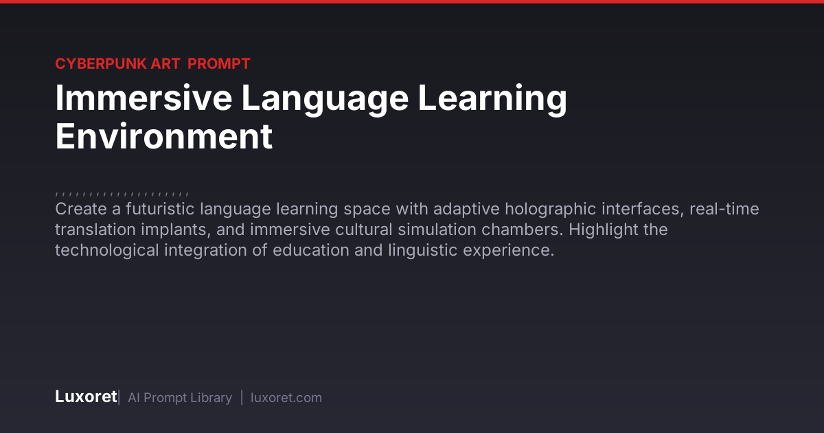 Immersive Language Learning Environment — Cyberpunk Art Prompt | Luxoret