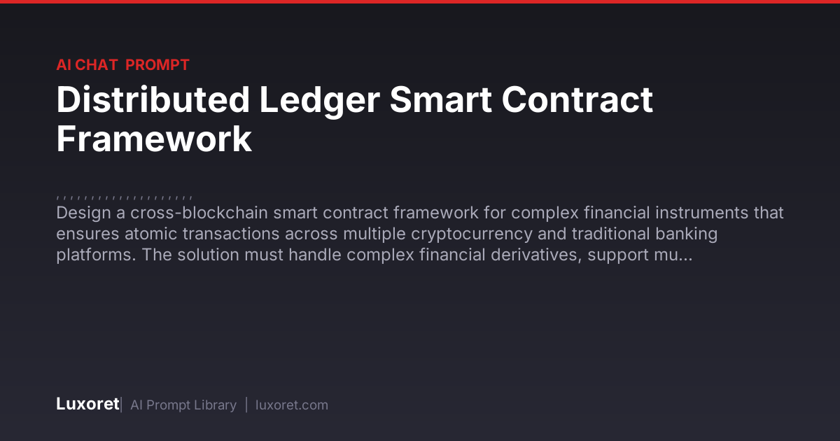 Distributed Ledger Smart Contract Framework — Ai Chat Prompt | Luxoret