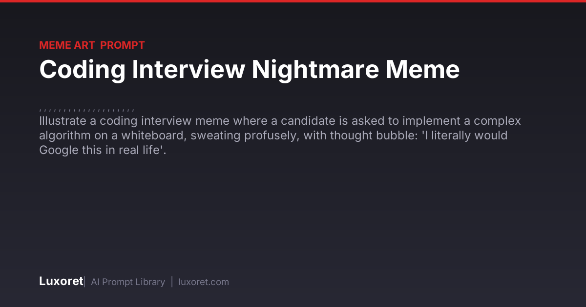 Coding Interview Nightmare Meme — Meme Art Prompt | Luxoret