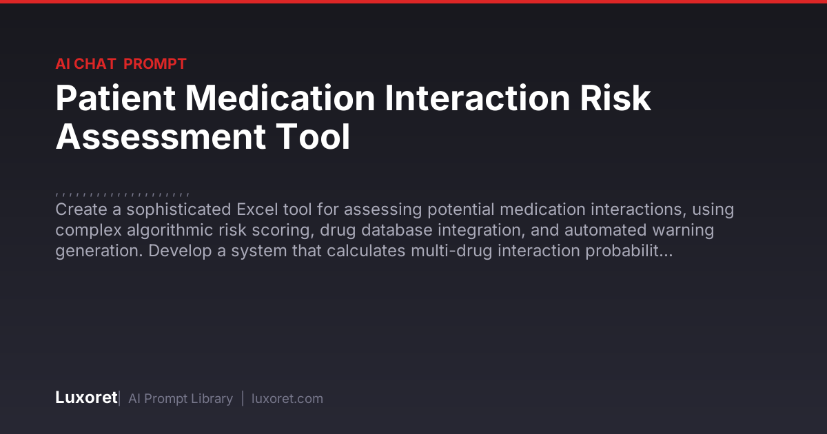 Patient Medication Interaction Risk Assessment Tool — Ai Chat Prompt ...