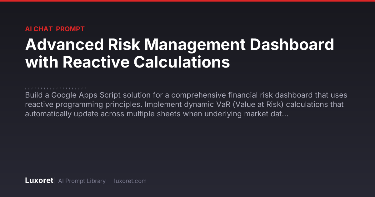 Advanced Risk Management Dashboard with Reactive Calculations — Ai Chat ...