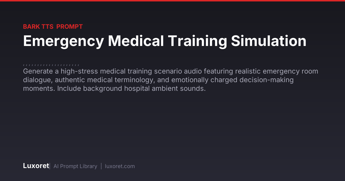 Emergency Medical Training Simulation — Bark TTS Prompt | Luxoret