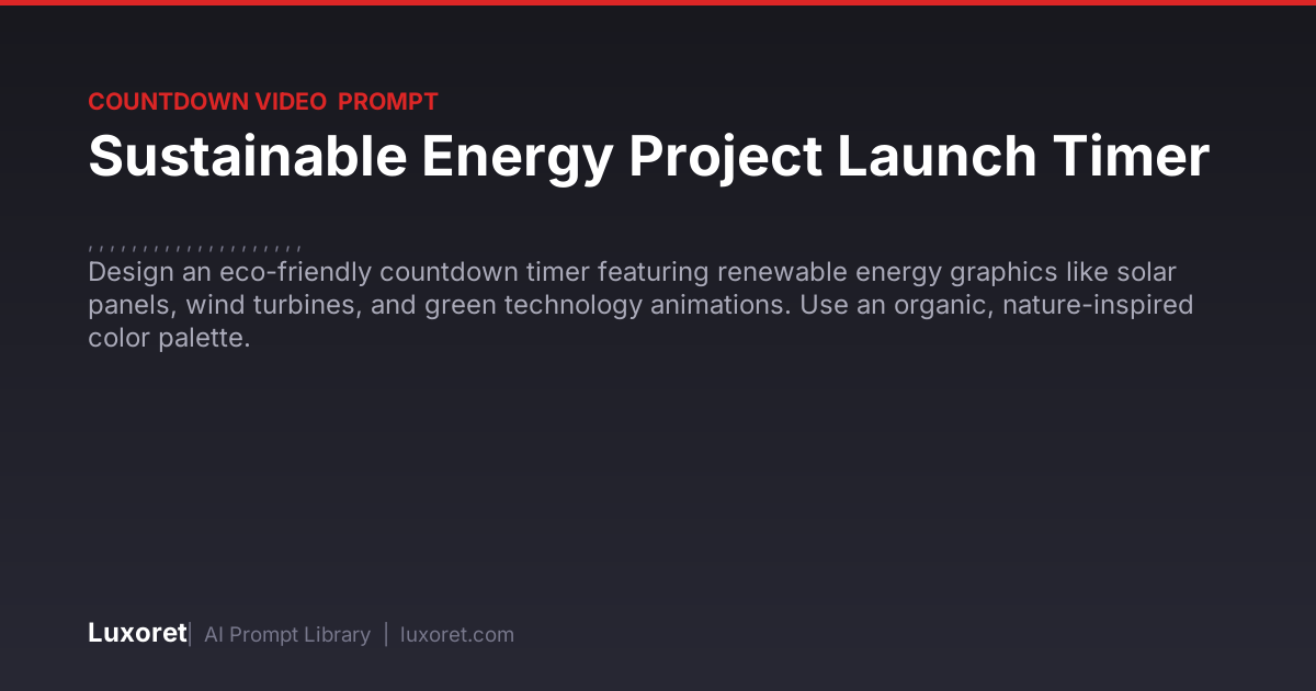 Sustainable Energy Project Launch Timer — Countdown Timer Prompt | Luxoret