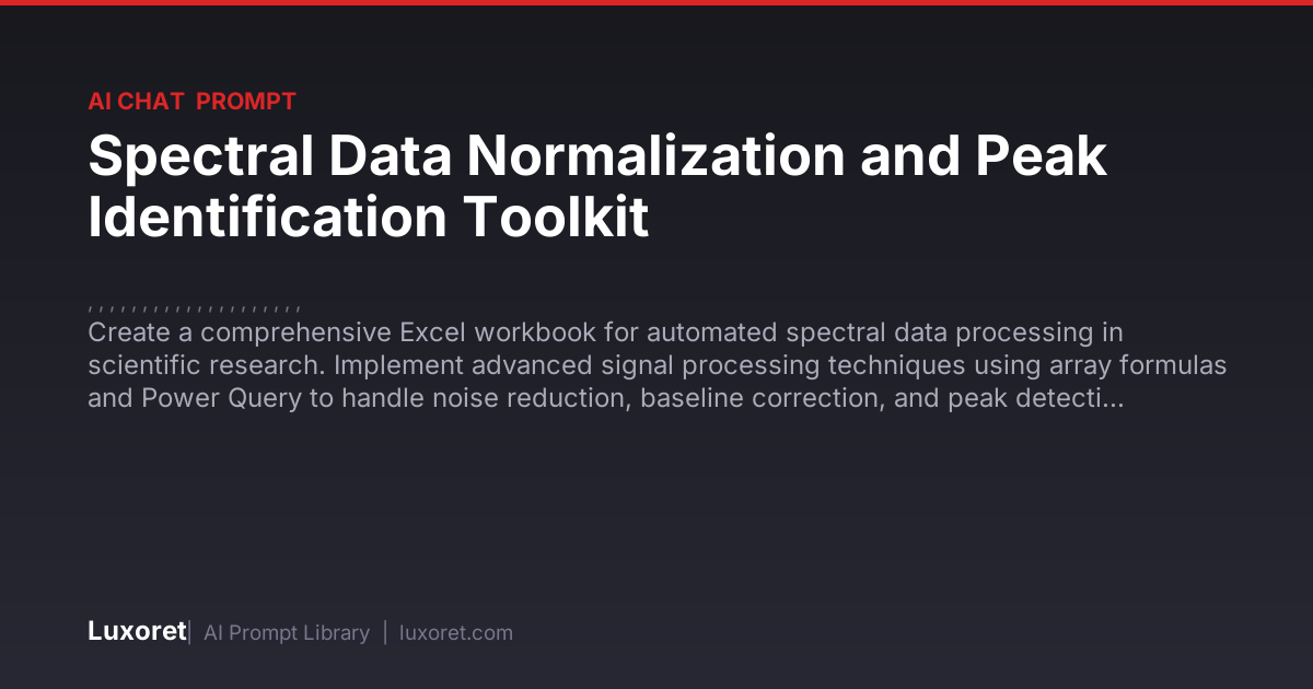 Spectral Data Normalization and Peak Identification Toolkit — Ai Chat ...