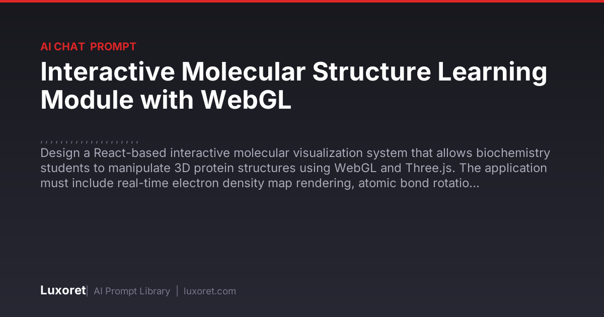 Interactive Molecular Structure Learning Module with WebGL — Ai Chat ...