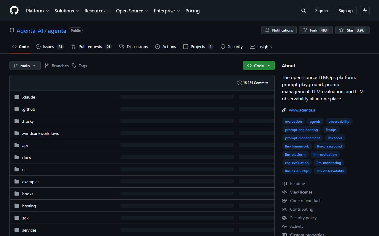 Agenta - website preview
