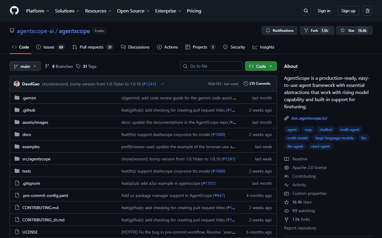 AgentScope screenshot