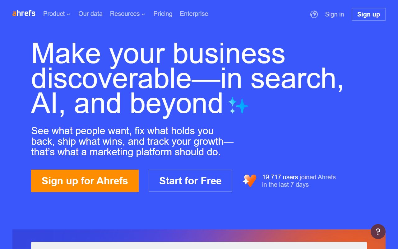 Ahrefs - website preview