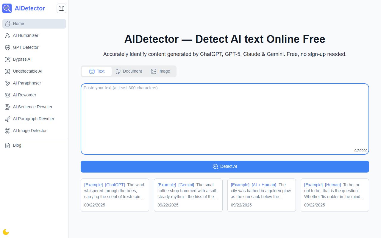 AI Detector screenshot