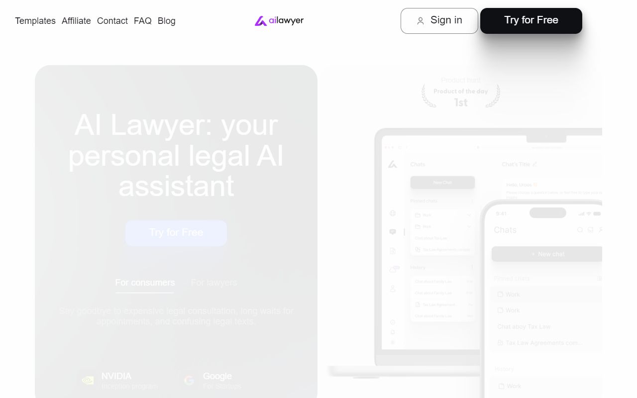 AI Lawyer - website preview