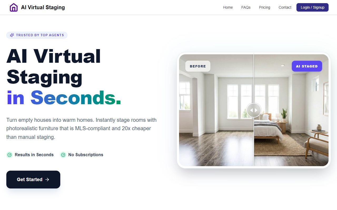 AI Virtual Staging - website preview