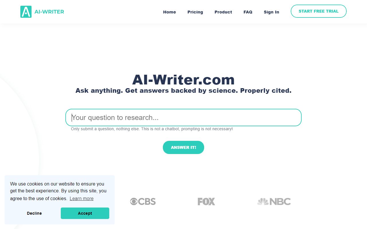 AI Writer - website preview