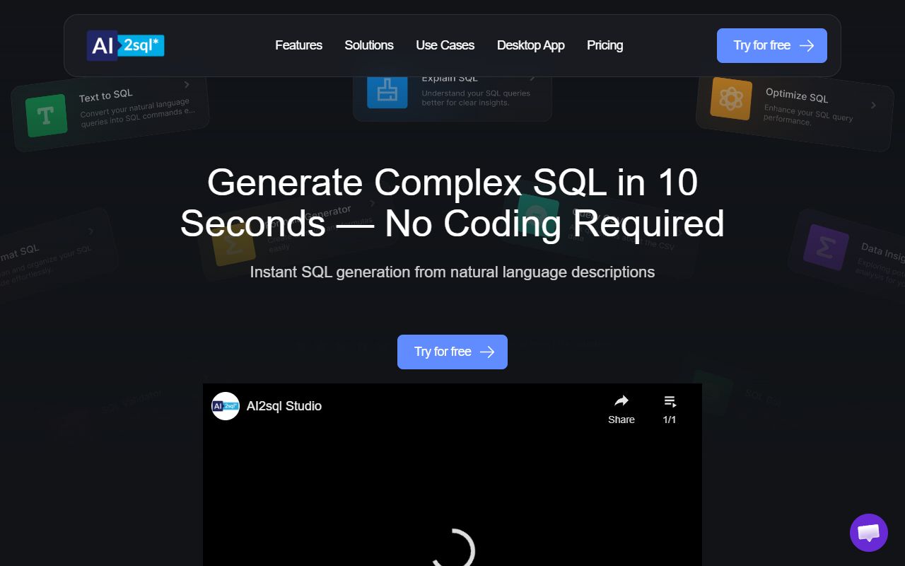 AI2sql - website preview