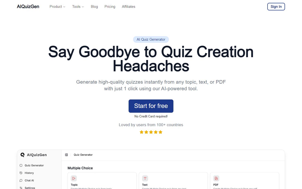 AIQuizGen screenshot