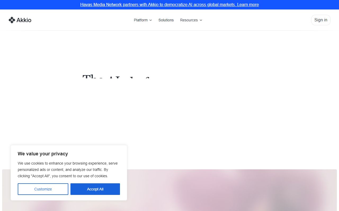 Akkio - website preview