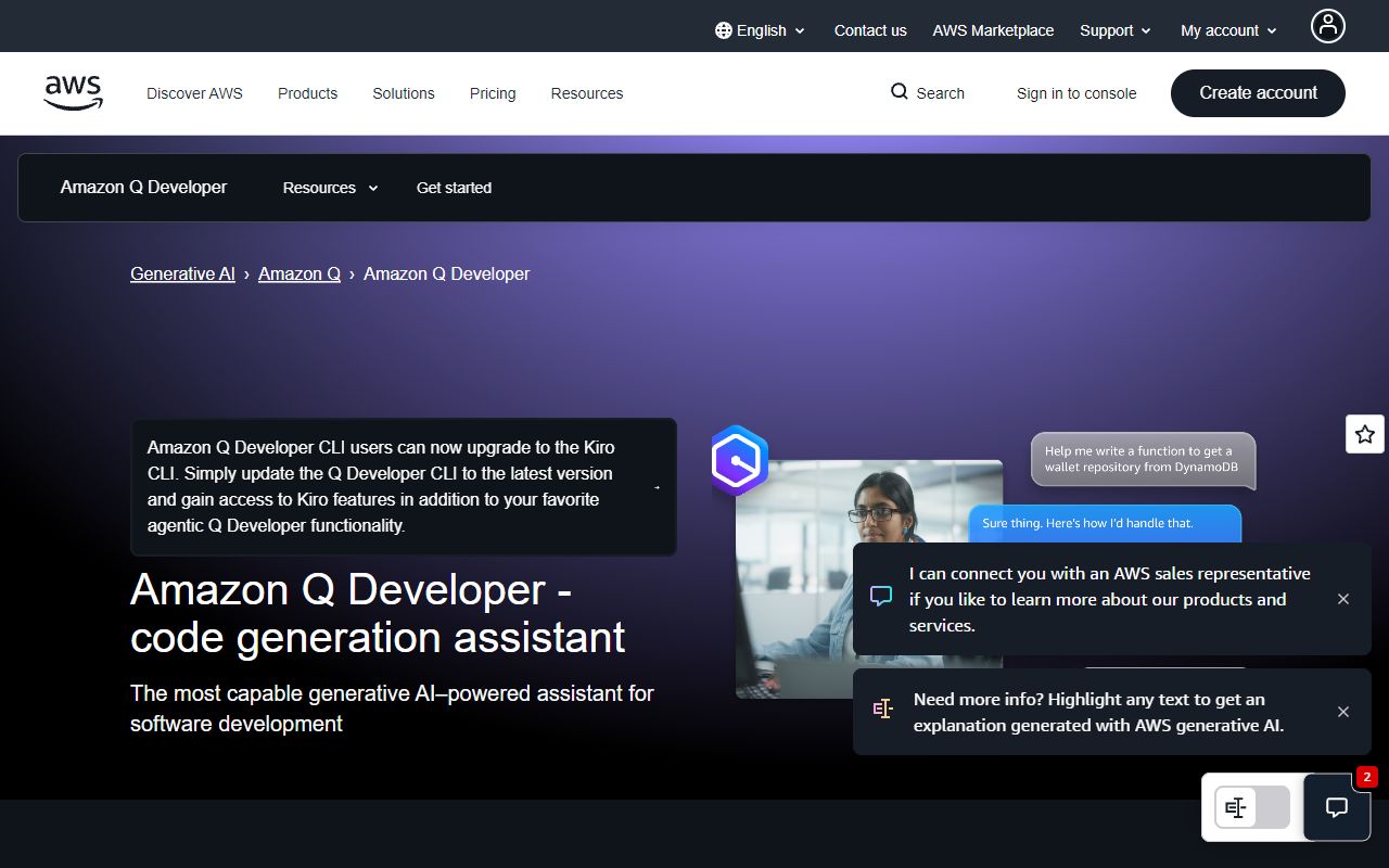 Amazon CodeWhisperer screenshot