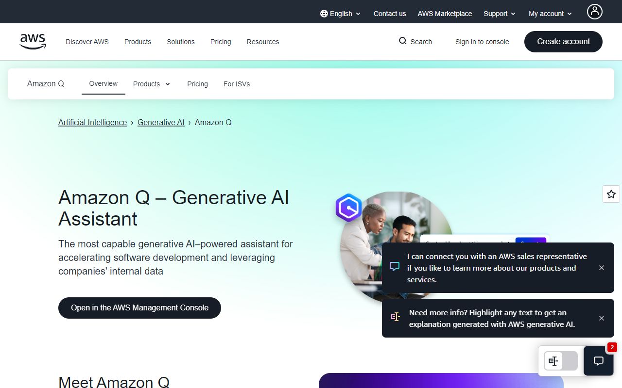 Amazon Q - website preview