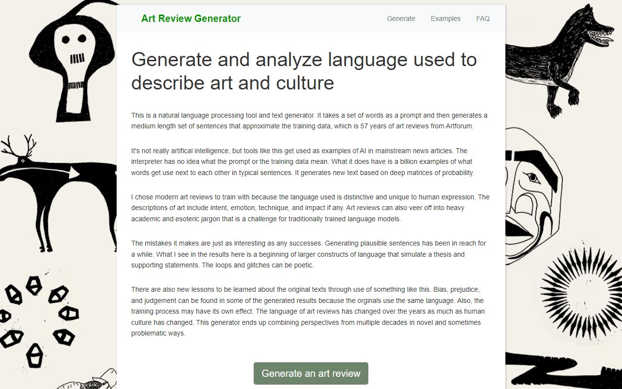 Artreviewgenerator - website preview