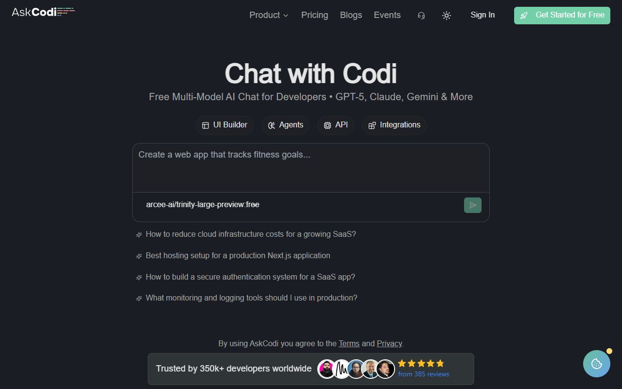 AskCodi - website preview