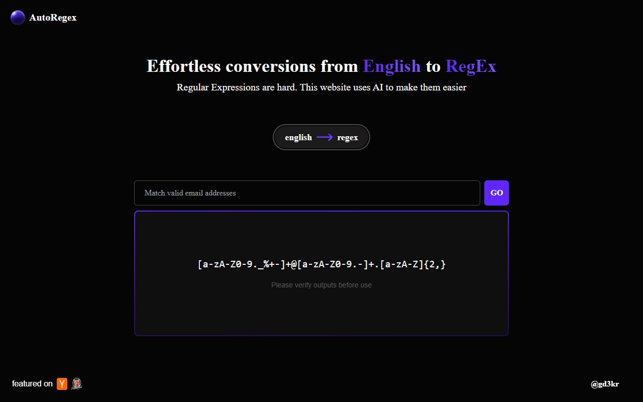 AutoRegex screenshot