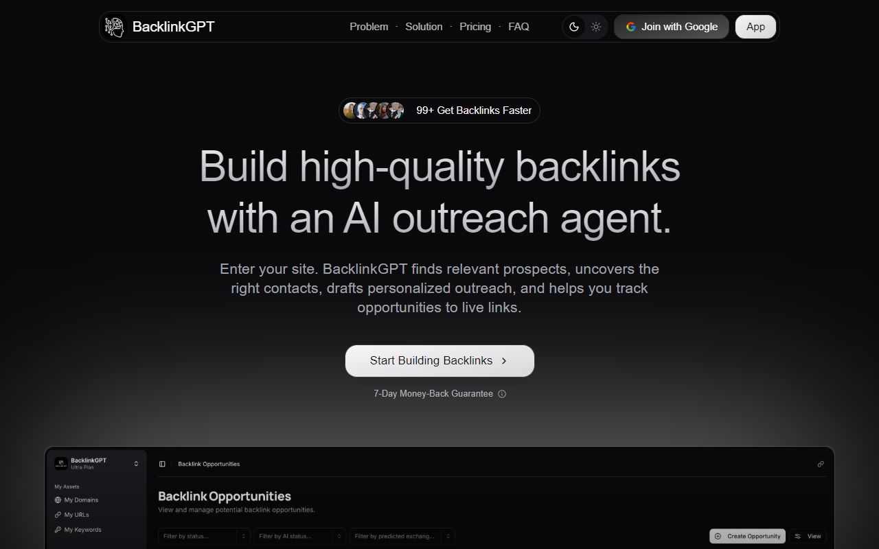 BacklinkGPT - website preview
