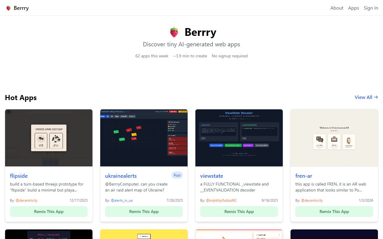 Berrry - website preview